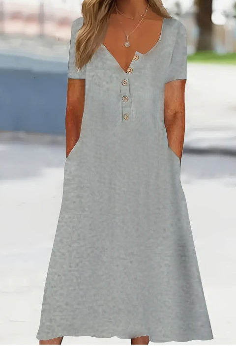 👗 Robe chic grande taille femme – Froncée avec boutons devant | XL-Charmes