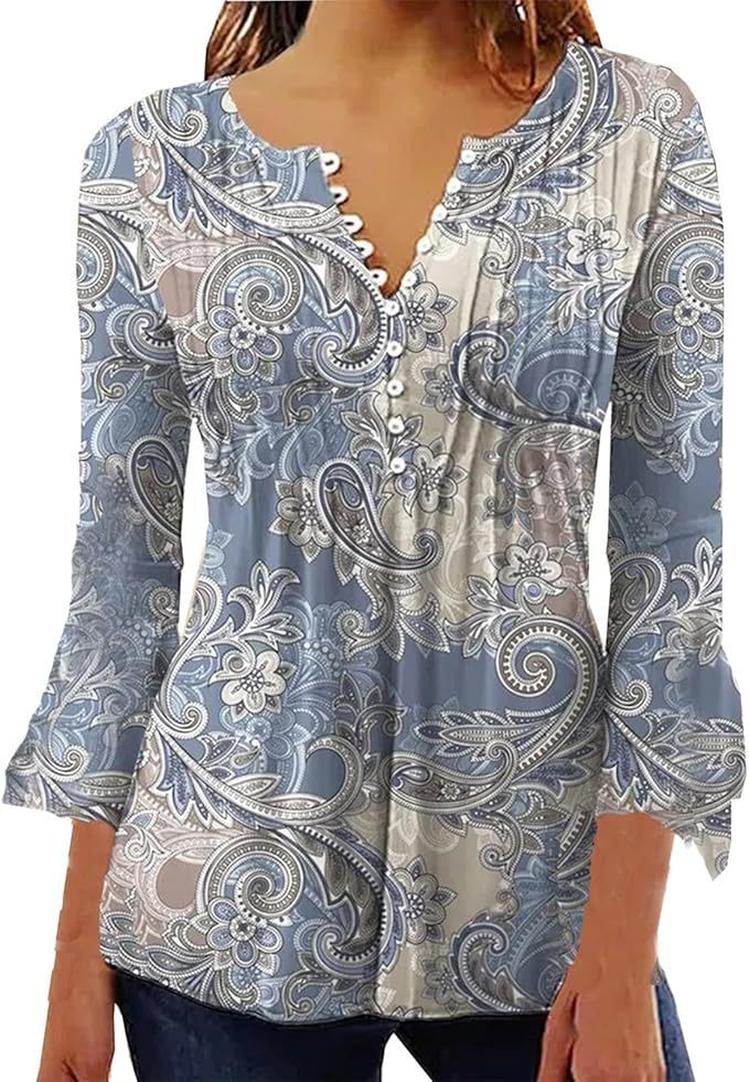 👚 Haut Femme Col V – Boutonné & Manches Mi-Longues | XL-Charmes