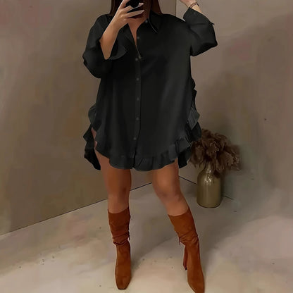 👚 Chemise ample femme printemps-été – Couleur unie, manches longues