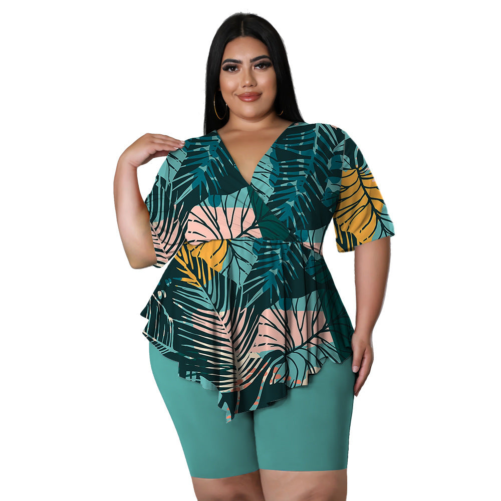 🌼 Ensemble Bohème Imprimé – Grande Taille Femme Été 2025 | XL-Charmes