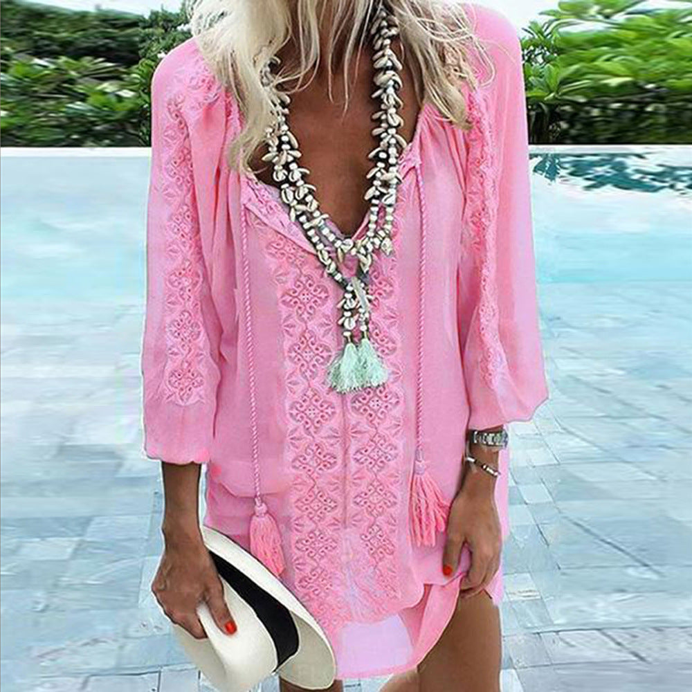 👚 Haut Grande Taille Femme – Manches Longues & Finitions Mousseline