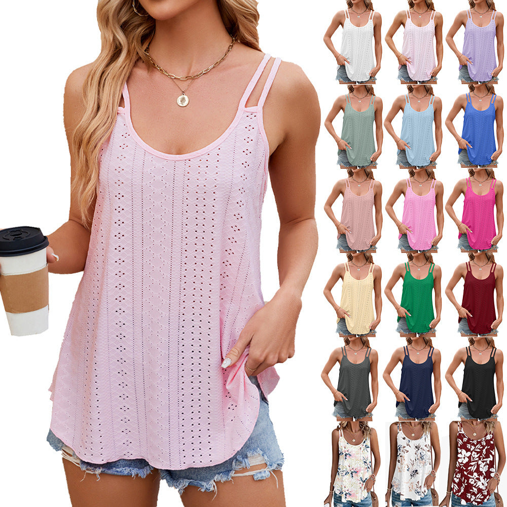 👚 Débardeur Jacquard Femme – Col Rond, Bretelles Intérieures, Coloris Unis | XL-Charmes