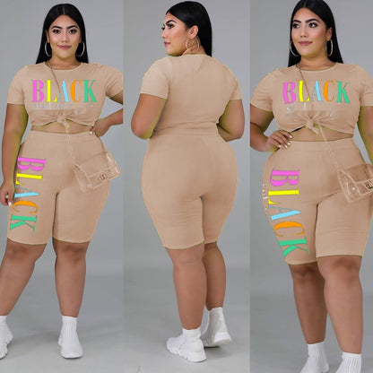 🩷 Ensemble Décontracté Femme Grande Taille – Style Lettré & Chic