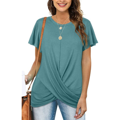 👚 T-shirt Décontracté Grande Taille – Torsadé | XL-Charmes