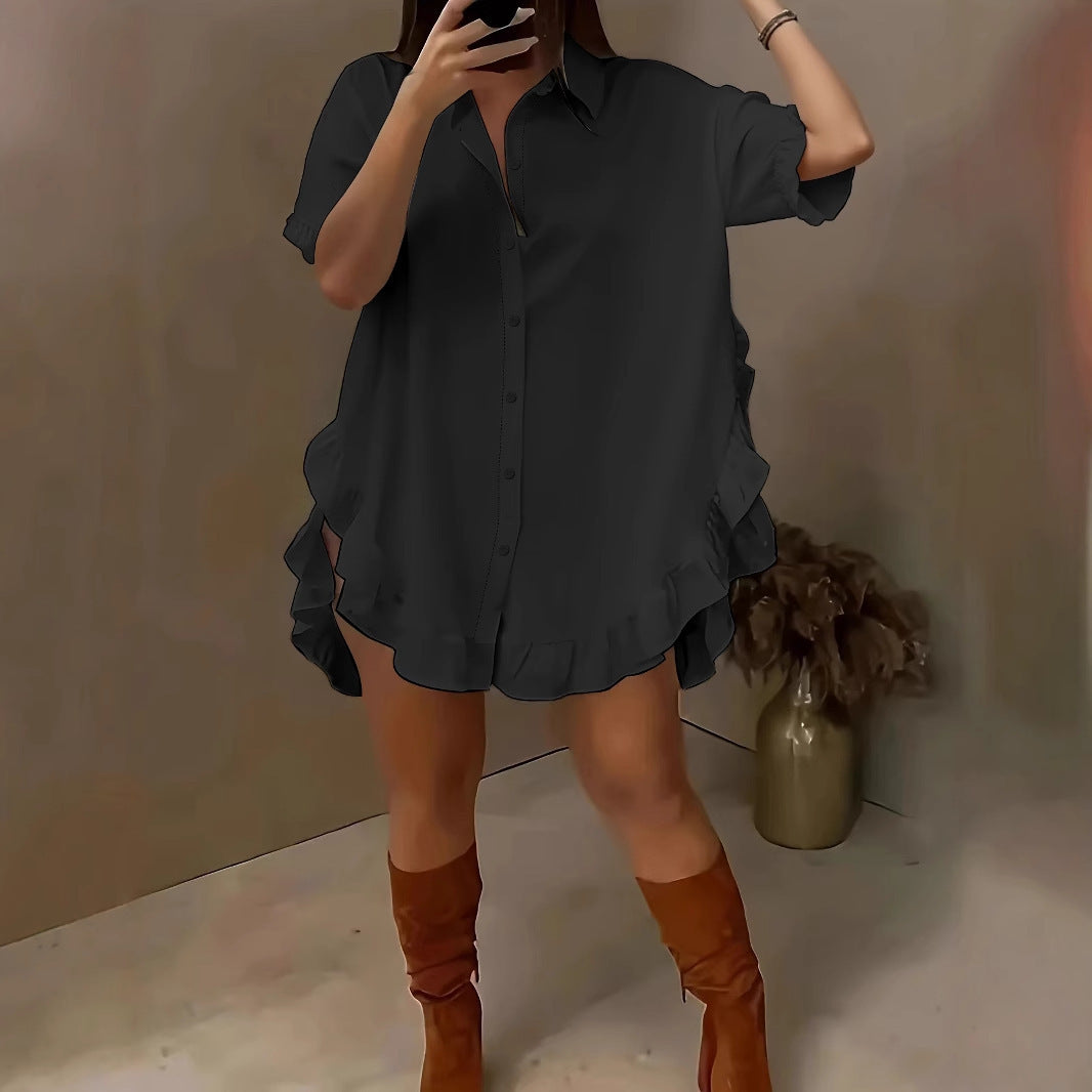 👚 Chemise ample femme printemps-été – Couleur unie, manches longues