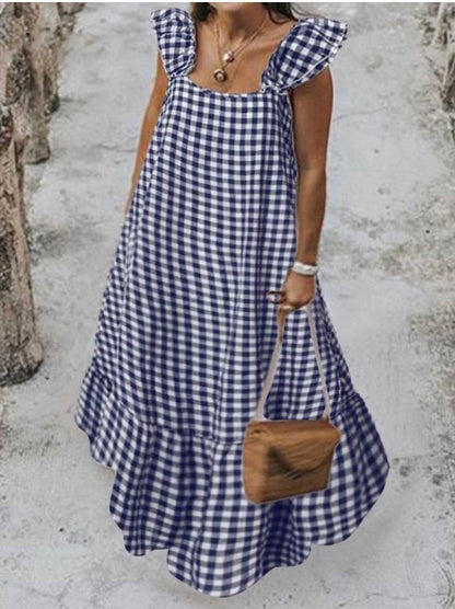 👗 Robe de plage plissée de couleur unie – grande taille