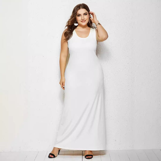 👗 Robe Tricot Grande Taille – Été Chic Col Rond Uni | XL-Charmes