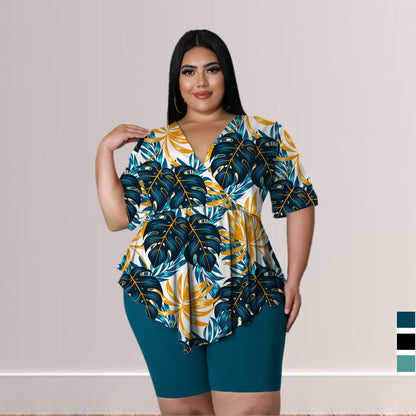 🌼 Ensemble Bohème Imprimé – Grande Taille Femme Été 2025 | XL-Charmes