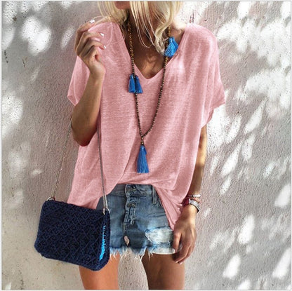 👗 Robe ample grande taille femme – Col V & manches courtes | XL-Charmes