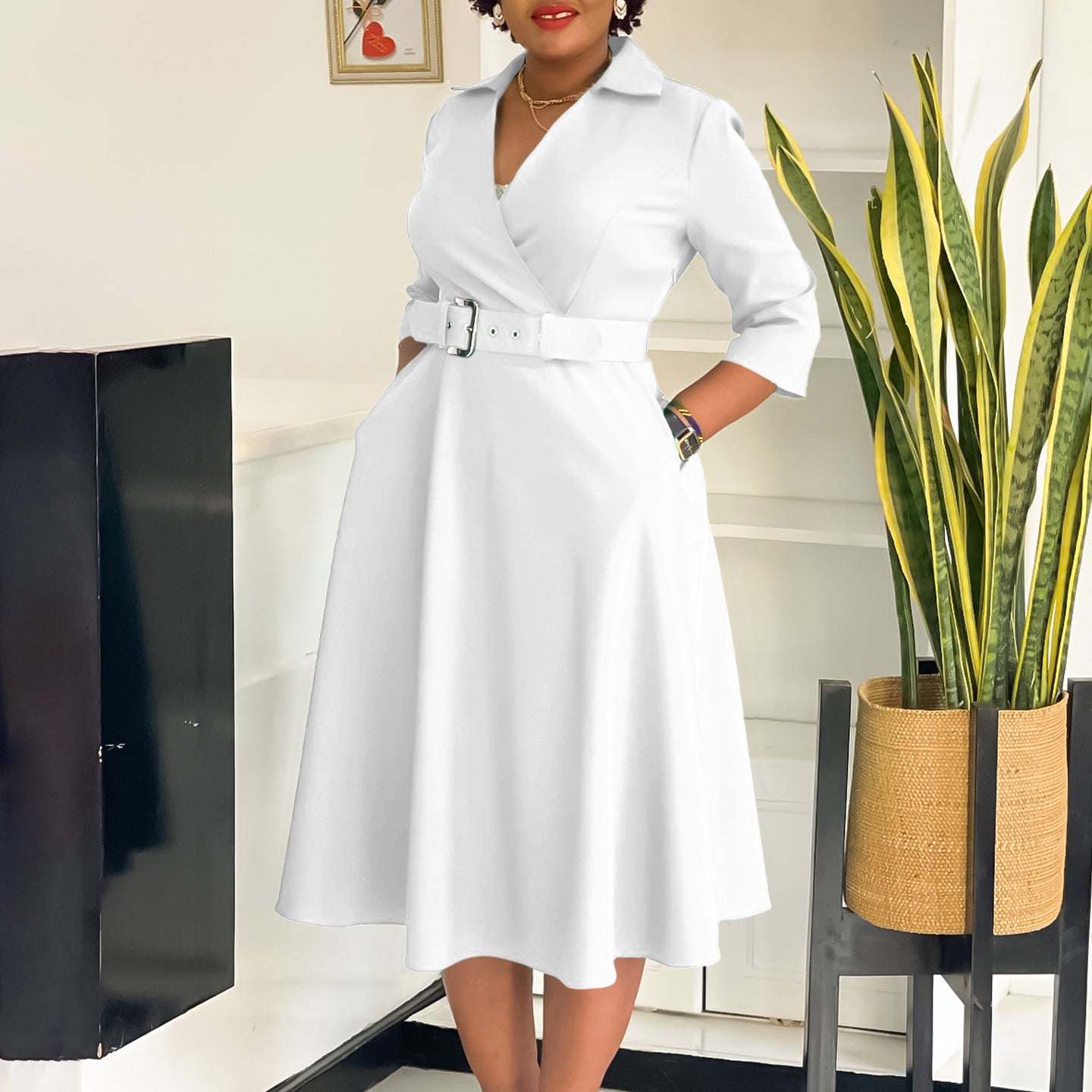 👗 Robe à Revers Chic Femme – Grande Taille & Style Tendance | XL-Charmes