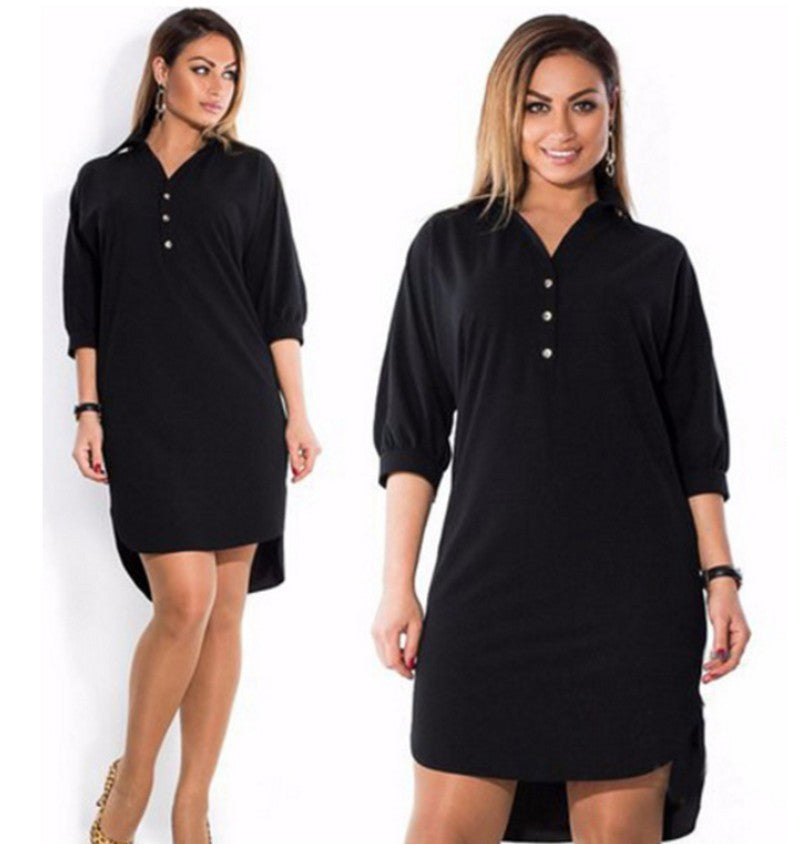👗 Robe Chemise Irrégulière Grande Taille – Élégante & Ample | XL-Charmes