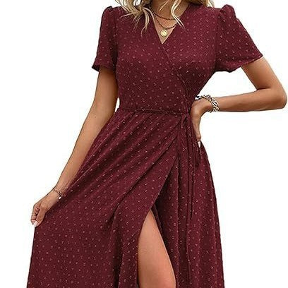 👗 Robe de Plage Plissée à Fente – Été Décontracté Femme | XL-Charmes