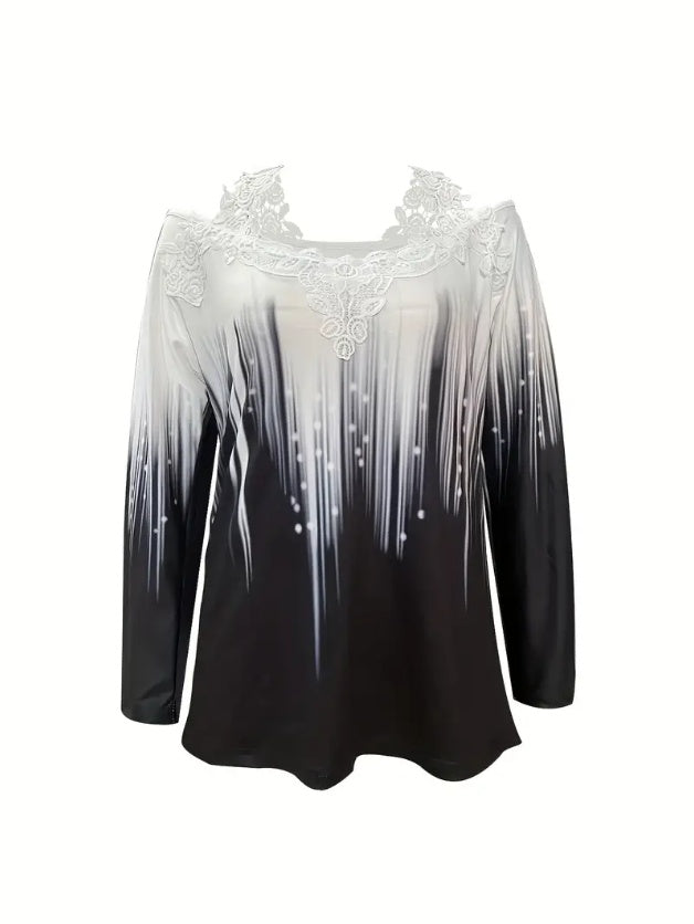 🌸 Haut Décontracté Manches Longues – Épaules Dénudées & Dentelle | XL-Charmes