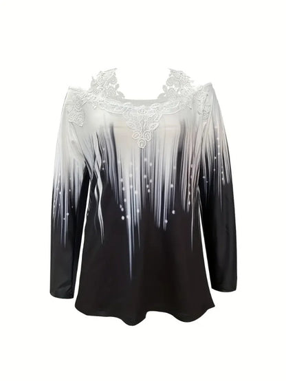 🌸 Haut Décontracté Manches Longues – Épaules Dénudées & Dentelle | XL-Charmes