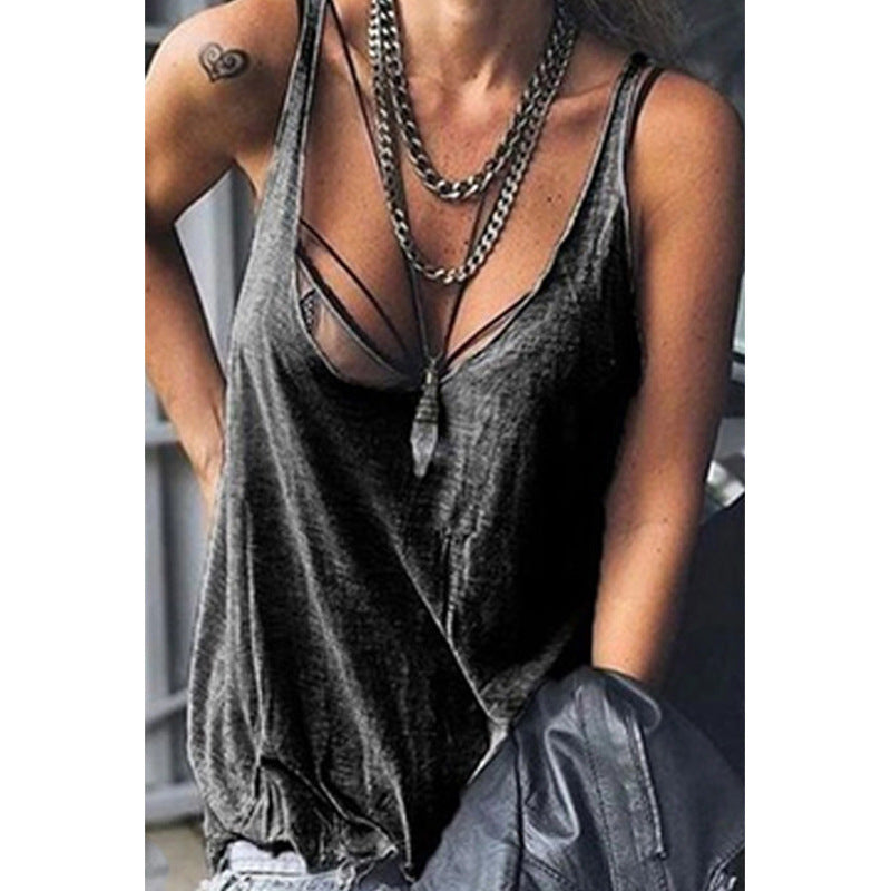 👚 Caraco Uni Bretelles – T-shirt Décontracté Grande Taille | XL-Charmes