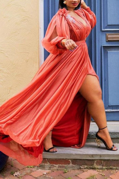 👗 Robe Satinée Élégante – Grande Taille Style Européen & Américain