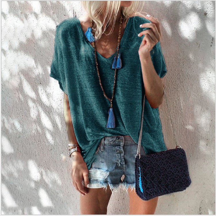 👗 Robe ample grande taille femme – Col V & manches courtes | XL-Charmes