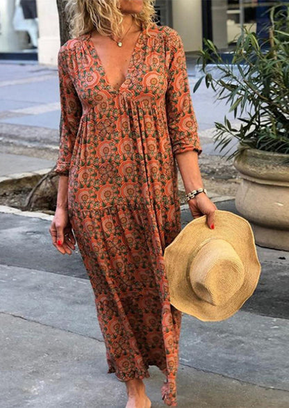 👗 Robe Grande Taille Décontractée à Col V – Coupe Ample et Confortable