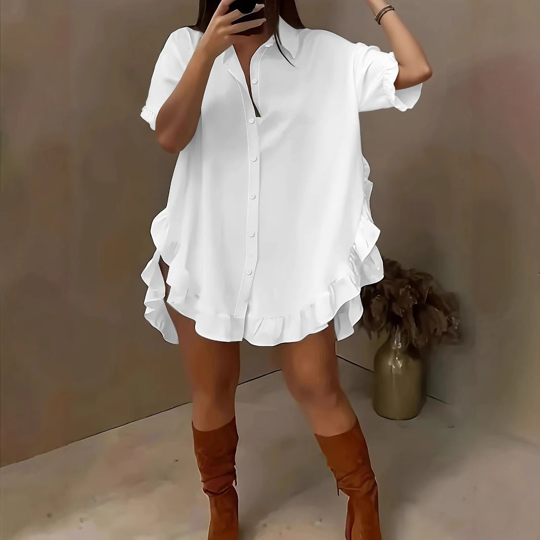 👚 Chemise ample femme printemps-été – Couleur unie, manches longues
