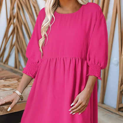 👗 Robe Décontractée Femme – Col Rond & Poignets Ceinturés | XL-Charmes