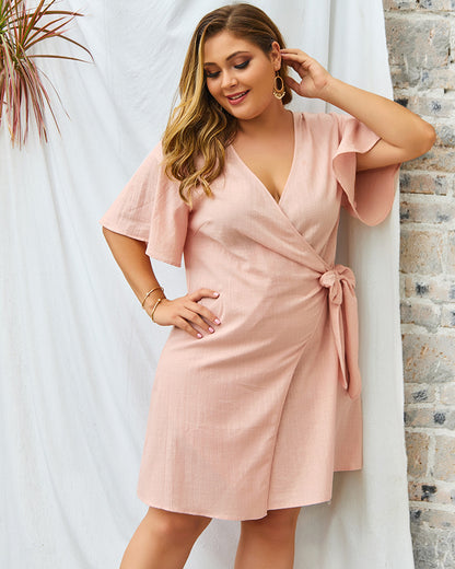 👗 Robe Portefeuille Col V Élégante Grande Taille | XL-Charmes