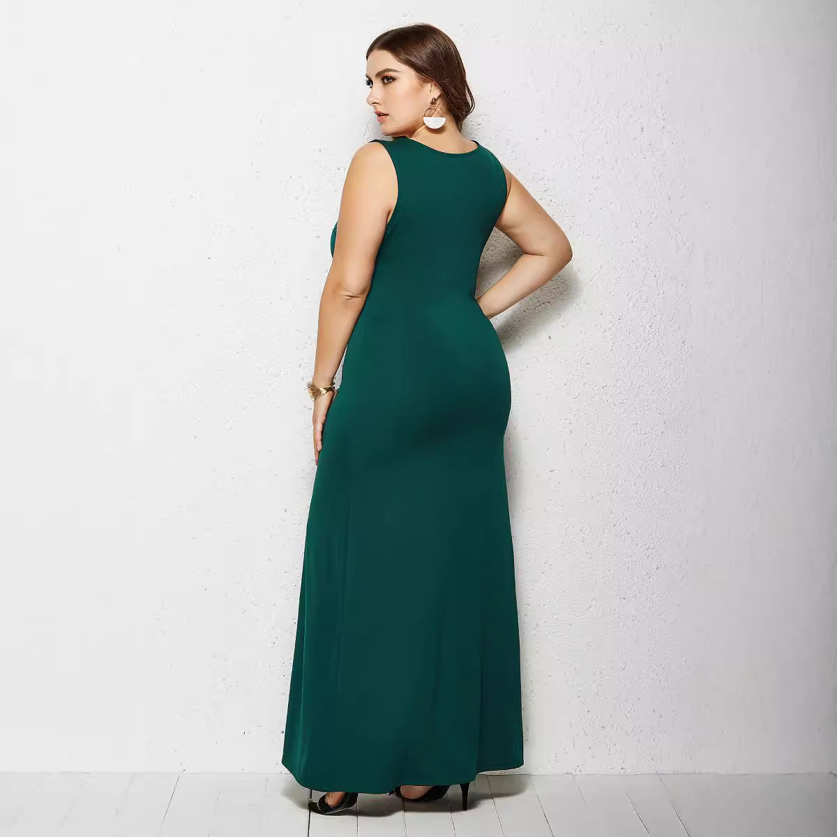 👗 Robe Tricot Grande Taille – Été Chic Col Rond Uni | XL-Charmes