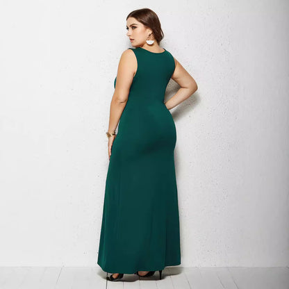 👗 Robe Tricot Grande Taille – Été Chic Col Rond Uni | XL-Charmes