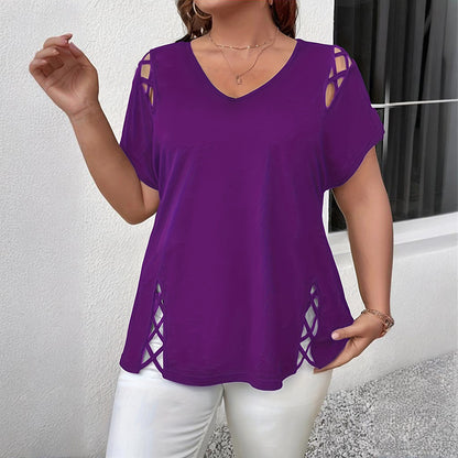 👚 T-shirt Croisé Col V Grande Taille – Élégance & Confort | XL-Charmes