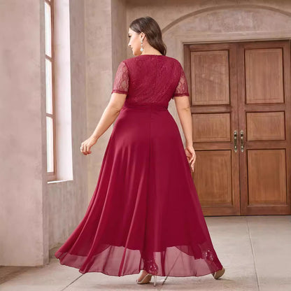 👗 Robe rouge vin grande taille femme – Élégante & chic soirée | XL-Charmes