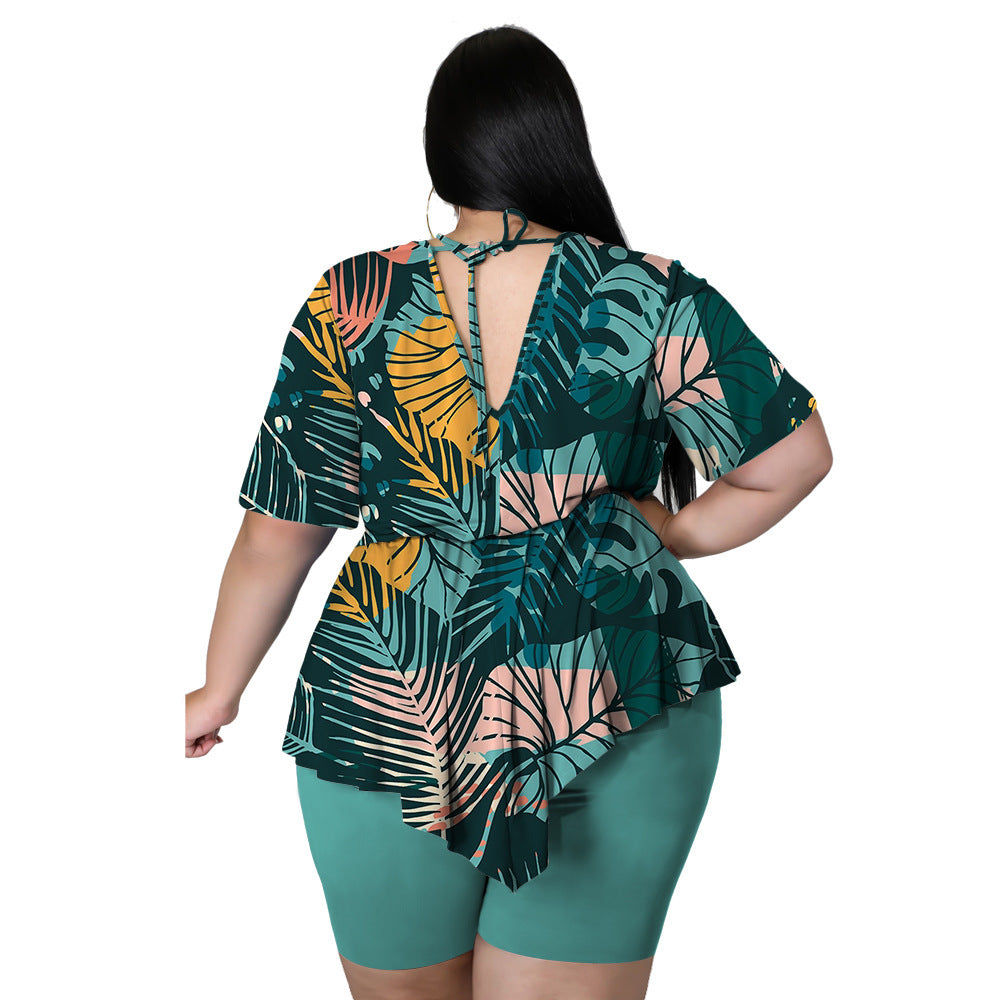 🌼 Ensemble Bohème Imprimé – Grande Taille Femme Été 2025 | XL-Charmes