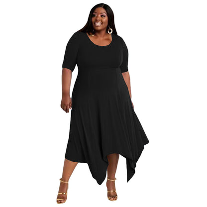 👗 Robe irrégulière grande taille – Style européen & américain chic | XL-Charmes