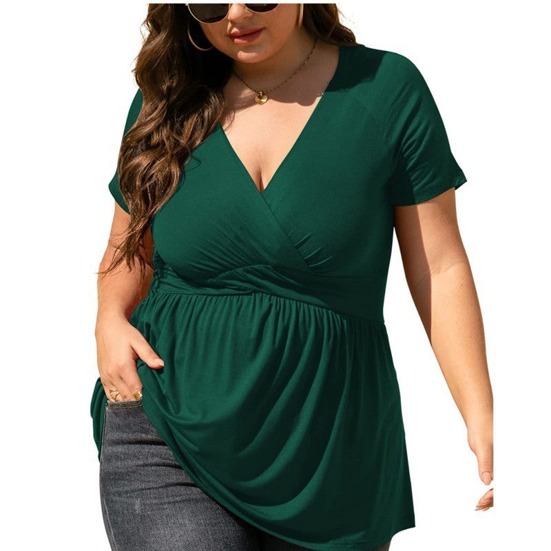 👚 T-shirt col V grande taille femme – Léger & stylé | XL-Charmes