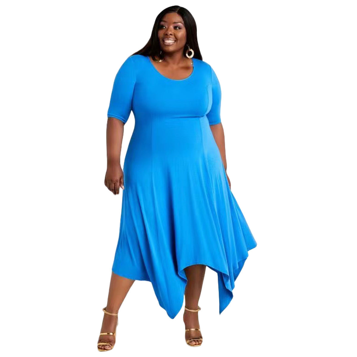 👗 Robe irrégulière grande taille – Style européen & américain chic | XL-Charmes