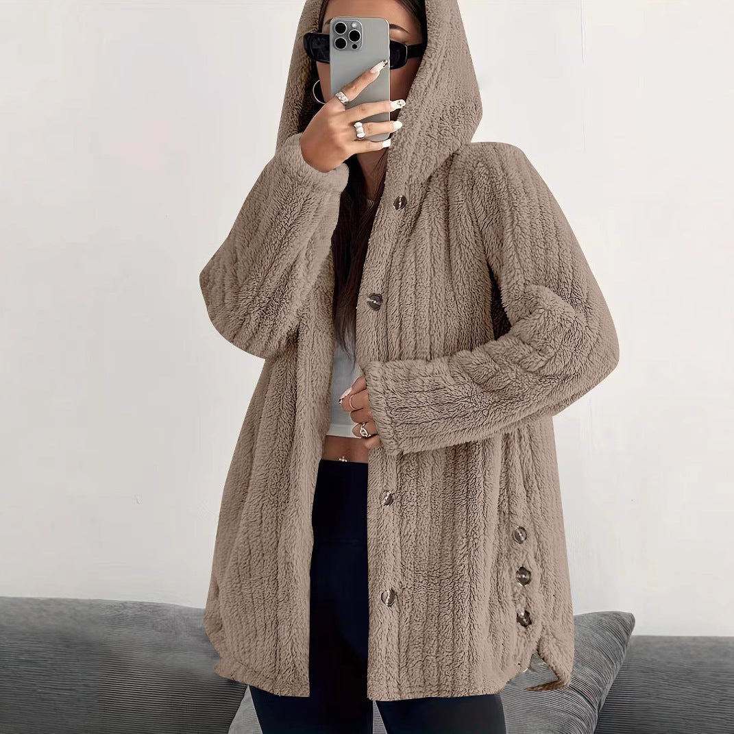 🧥 Manteau Femme Ample à Capuche en Peluche – Ultra Doux | XL-Charmes