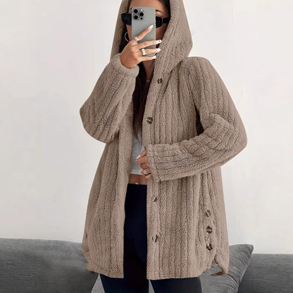 🧥 Manteau Femme Ample à Capuche en Peluche – Ultra Doux | XL-Charmes