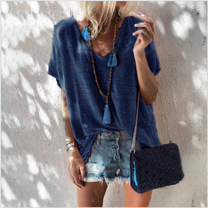 👗 Robe ample grande taille femme – Col V & manches courtes | XL-Charmes