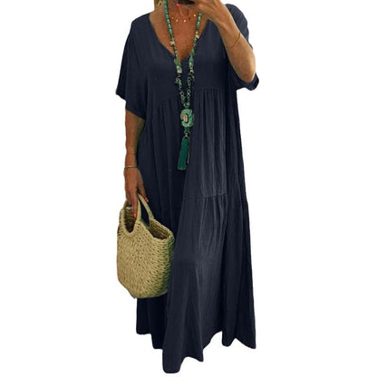 👗 Robe Trapèze Multicolore Grande Taille – Coupe Asymétrique & Style Fluide