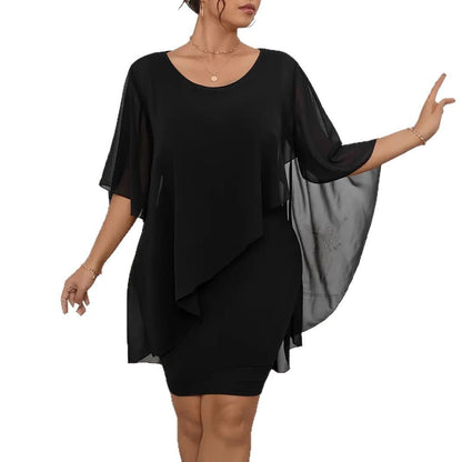 👗 Robe Mousseline Femme – Grande Taille avec Châle & Coupe Cintrée