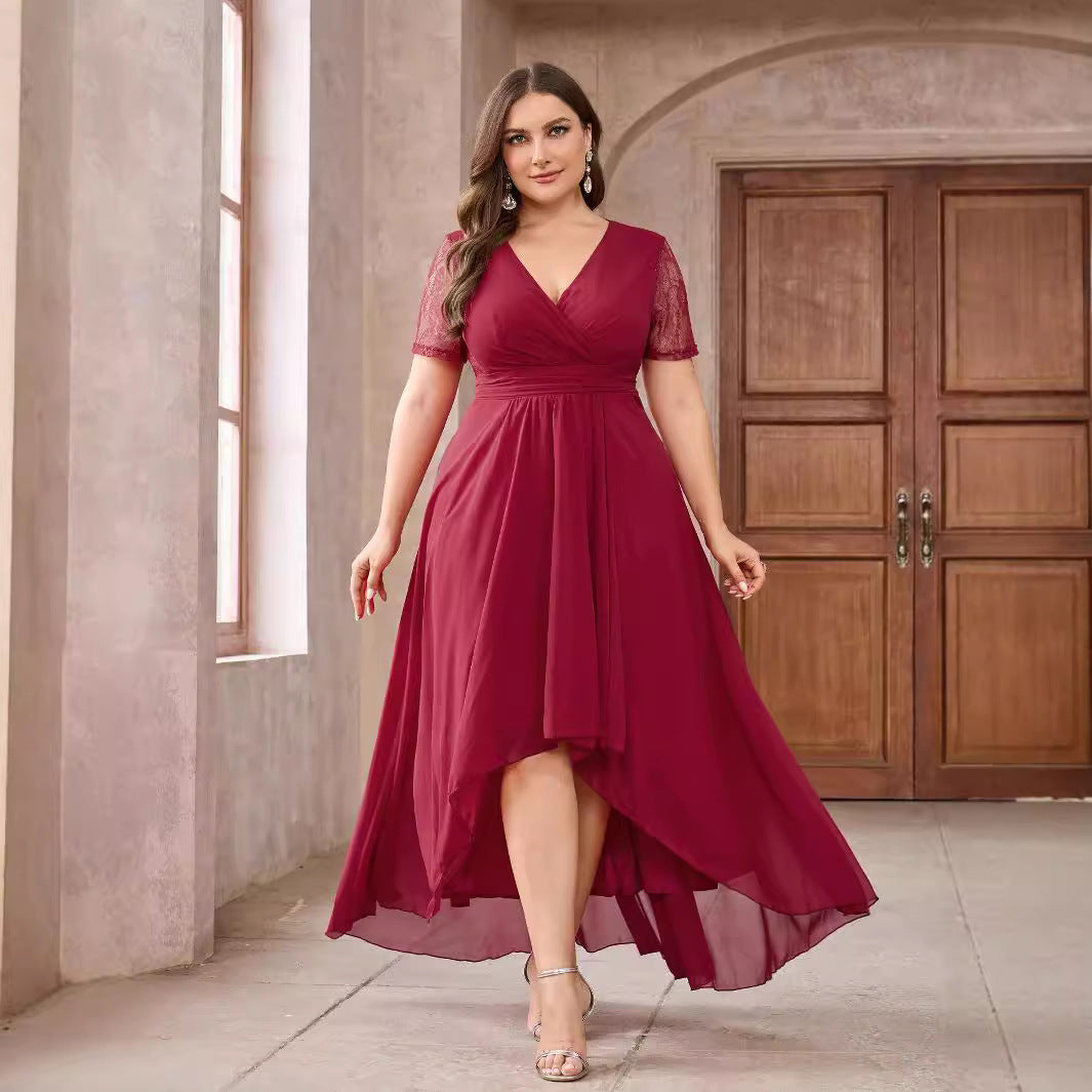 👗 Robe rouge vin grande taille femme – Élégante & chic soirée | XL-Charmes