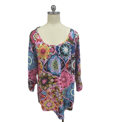 👚 Haut Ample Imprimé – Décontracté & Grande Taille Femme | XL-Charmes