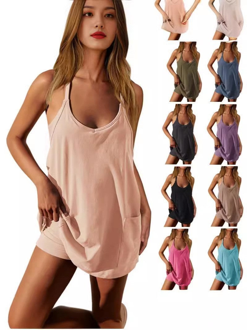 ☀️ Ensemble Décontracté Été Femme – Caraco + Short avec Poches