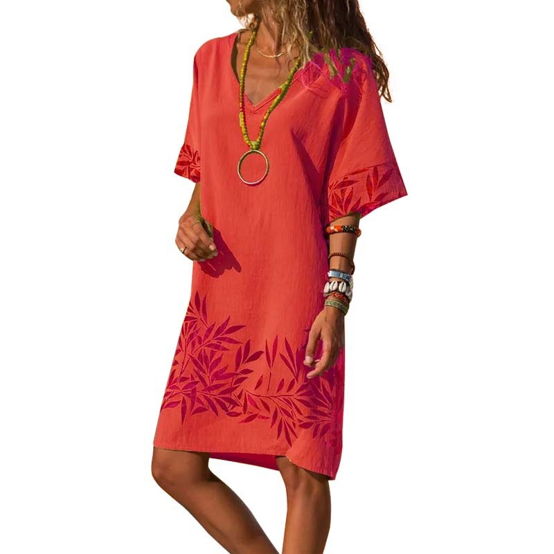 👗 Robe Décontractée Col V – Grande Taille Légère & Tendance | XL-Charmes