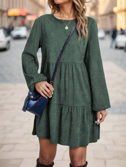 👗 Robe Longue Unie Femme – Manches Longues Décontractée | XL-Charmes