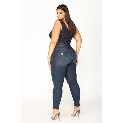 👖 Jean Stretch Déchiré Femme – Taille Haute & Grande Taille