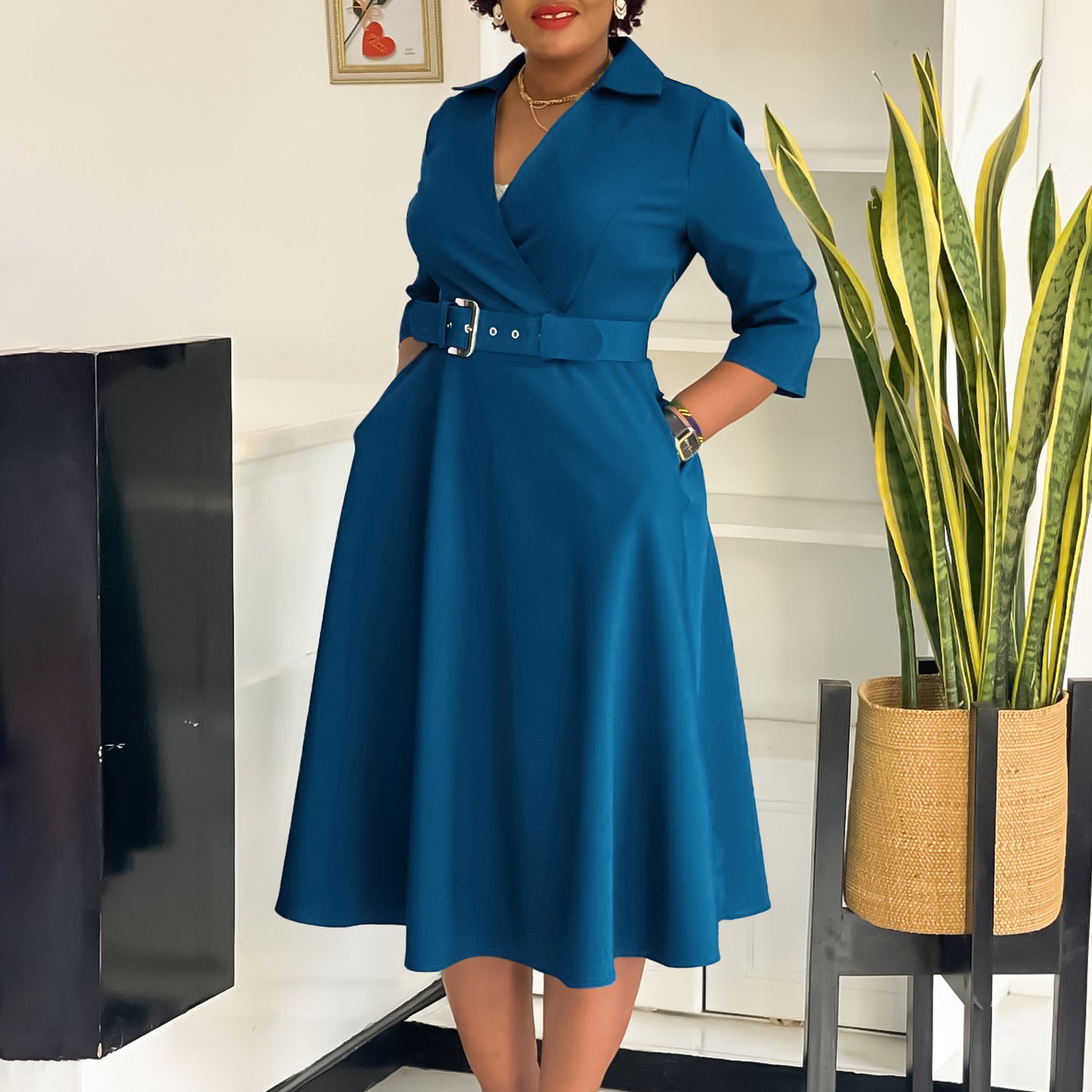 👗 Robe à Revers Chic Femme – Grande Taille & Style Tendance | XL-Charmes