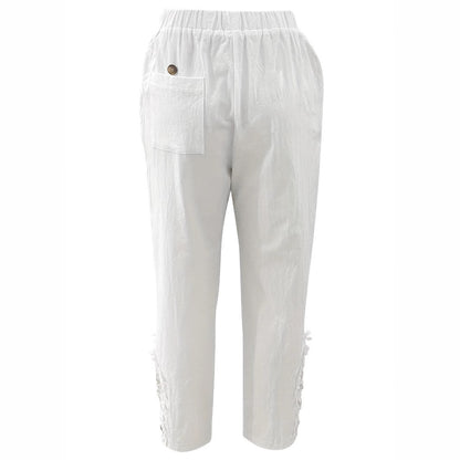 👖 Pantalon Droit Femme – Cordon de Serrage & Dentelle | XL-Charmes