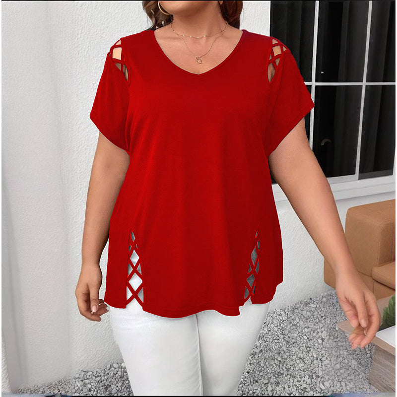👚 T-shirt Croisé Col V Grande Taille – Élégance & Confort | XL-Charmes