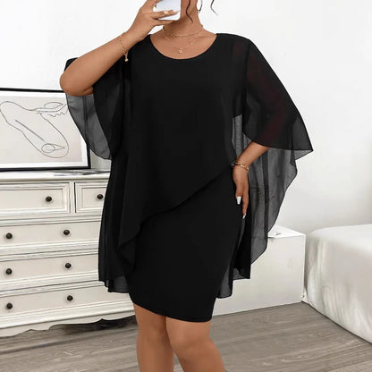 👗 Robe Mousseline Femme – Grande Taille avec Châle & Coupe Cintrée