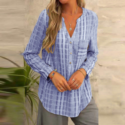 👚 Haut Rayé Bleu Décontracté – Grande Taille Femme XL à 5XL