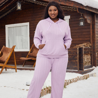 🛌 Pyjama à Capuche Grande Taille – Ensemble Sweat Imitation Coton | XL-Charmes